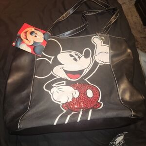 Disney Black Mickey Mouse Tote with Red Sequin Shorts